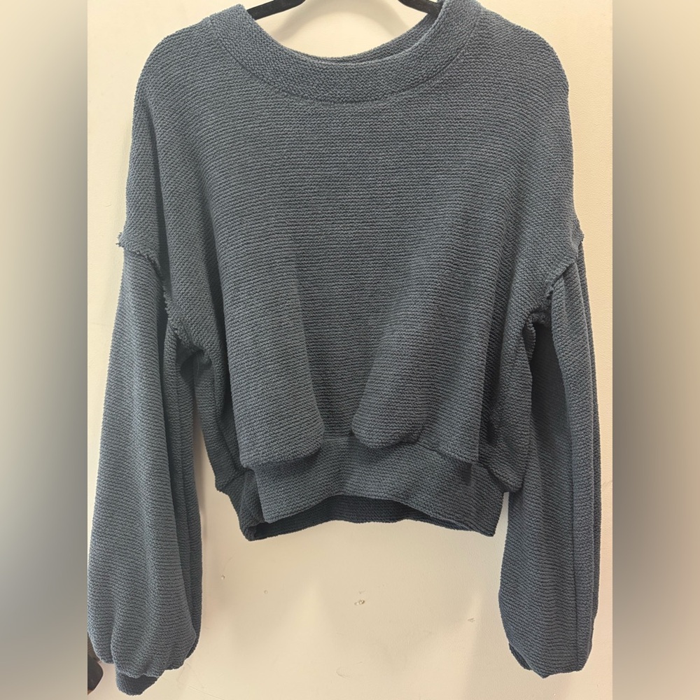 Navy cropped heavy sweater top